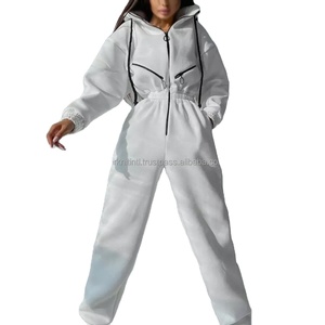 Conjunto Deportivo de Sudadera con Capucha y Pantalones Jogger para Mujer, con Logotipo Personalizado, 100% Algodón, Estilo Casual Otoñal, Traje de Una Pieza - Product Image 5