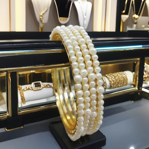 Twini Pearl Bangles Sku 6133 <b>for</b> <b>Women</b> Brass & <b>Copper</b> Alloy Imitation Pearl Round Shape Trendy Party Jewelry - Product Image 1