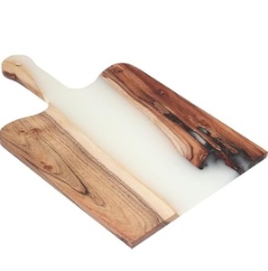 Planche à découper en bois de fruit, article décoratif, finition en résine, planche à découper écologique et durable en bois d'acacia - Product Image 1
