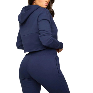 Survêtement à capuche surdimensionné à la mode pour femmes avec des pistes de jogging épaisses respirant motif solide survêtements d'entraînement pour l'hiver - Product Image 4