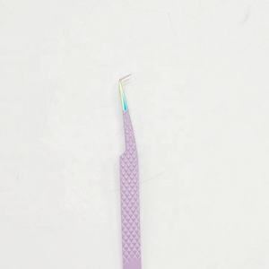 Pince à épiler en acier inoxydable violet clair Pointe multi-thème à 90 degrés Logo personnalisé Poudre enduite Lifting des cils Lumière antibactérienne - Product Image 4