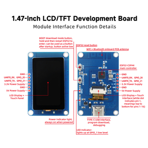 1.47 inch IPS LCD màn hình cảm ứng ban phát triển ESP32-C3 Wifi Bluetooth USB Type-C đầy đủ màu sắc iốt hiển thị thông minh - Product Image 6
