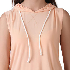 Sudaderas con capucha sin mangas transpirables para mujer con logotipo personalizado sudaderas con capucha de gimnasio de secado rápido holgadas deportivas informales para mujer - Product Image 5