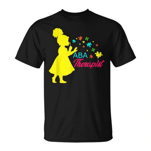 T-shirt ABA Therapist pour thérapeute en autisme, analyseur de comportement, noir, adulte, unisexe - Product Image 2