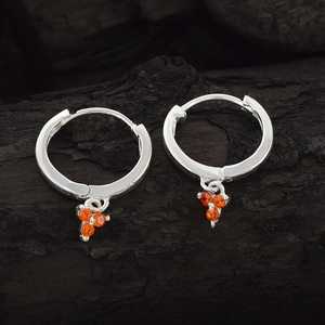 ต่างหูพลอยคาร์เนเลียนทรงกลมทำด้วยมือทำจากเงินแท้925แท้ทันสมัยทันสมัย - Product Image 1