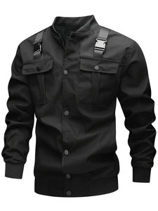 Blouson Bomber Léger en Polyester pour Homme, Col Montant, Logo Avant, Capuche, Coupe-Vent, Confort Quotidien, Service OEM - Product Image 4