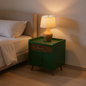 Mesita de noche de diseño minimalista de madera de teca 100% hecha en Indonesia para muebles de dormitorio de apartamento, muebles para el hogar - Product Image 1
