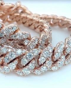 Pulsera Cubana de Lujo Chapada en Rodio con Oro Rosa y Moissanita VVS, Joyería Ortodoxa de Hip Hop para Regalo de Fiesta - Product Image 1