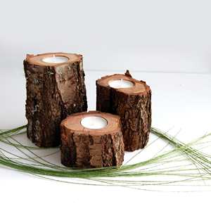 Bougeoir de pilier en bois blanc de haute qualité bougeoirs en bois de Noël de vente chaude, lanternes et bocaux de bougie d'Inde - Product Image 3