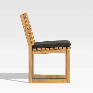 Silla de Comedor Vento de Diseño Moderno en Madera de Teca Sólida con Cojín Negro, Acabado Natural para Uso en Interiores y Exteriores - Product Image 5