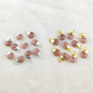จี้พลอยชุบทองสีชมพูสตรอเบอรี่แบบเรียบเหมาะสำหรับออกแบบออกแบบตามความต้องการมีส่วนลด - Product Image 2