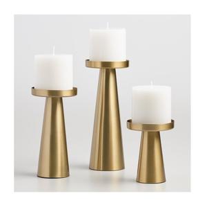 Nuevo diseño personalizado, soporte de pilar de vela de Metal chapado en oro para la decoración del jardín del hogar, portavelas decorativo de Navidad de Metal de hierro - Product Image 1