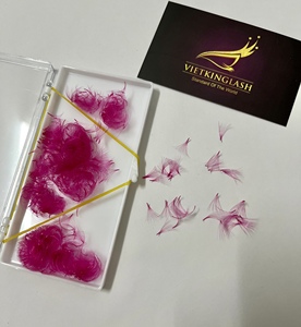 ขนตาปลอมแบบพัดสำเร็จรูป สีสันหลากหลาย ฐานแหลม ก้านสั้น งอนแบบผสม ขน PBT คุณภาพเกาหลี ขายส่ง - Product Image 4