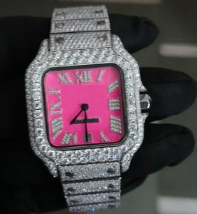 นาฬิกาแก้วแซฟไฟร์สีทองหรูหราทรงกลมคุณภาพสูงสำหรับนักธุรกิจชายเพชรโมอิสซานนิตส์หน้าสีชมพูสุดหรู - Product Image 1