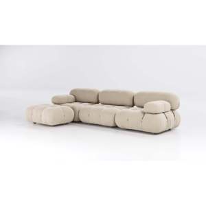 Énorme réduction sur le canapé sectionnel en chenille blanc ivoire, en cuir véritable et tissu avec rembourrage en éponge pour le salon de la maison - Product Image 2