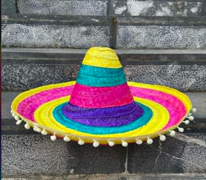 Large Colorful Mexican Sombrero Hat, Handwoven Straw Fiesta Hat,Traditional Mexican Party Costume Hat, Fiesta Decorations - Product Image 2