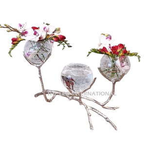 Aluminum Stand <b>Glass</b> Material Silver Plated <b>Flower</b> <b>Vase</b> Unique Hand Made House Decor Fancy Luxury <b>Vase</b> - Product Image 2