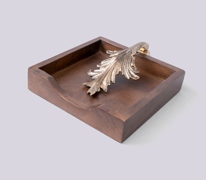 Soporte de servilleta de hojas con brotes, soporte decorativo para servilletas, soporte de pañuelos de mesa, accesorios de mesa de comedor para oficina en casa - Product Image 2