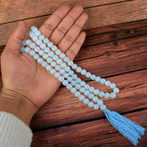 Piedra de cristal de Opalite Mala Natural 8 mm corte de diamante/Cuentas facetadas 108 Jap Mala para piedras de cristal curativas Reiki - Product Image 4