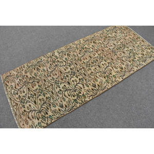 Clásico Beige verde 2,8 X 6,6ft Alfombra de lana hecha a mano Vintage turco área grande rectángulo pasillo Patchwork patrón látex habitación alfombra - Product Image 2