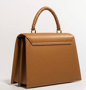 Sac à main de luxe en cuir véritable brun, sac à main de créateur pour femme, sac à bandoulière en cuir grainé cognac, fermeture éclair, sac à main enveloppé - Product Image 3
