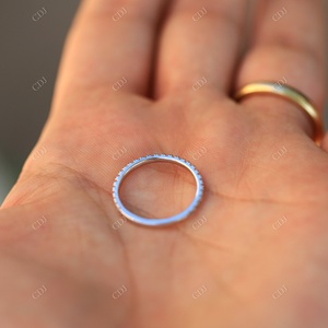 VVS Moissanite แหวนแต่งงานสำหรับผู้หญิงได้รับการรับรองจาก VS เพชรเต็มรูปแบบคลาสสิกเรียบง่ายบางสายเงินสเตอร์ลิง - Product Image 3