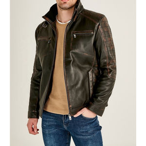 Nouvelle meilleure arrivée classique veste de motard en cuir noir pour hommes 100% peau de mouton originale entièrement personnalisée avec fermetures à boutons - Product Image 5