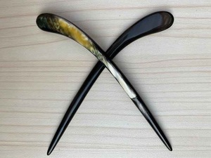 ปิ่นปักผมรูปเขาควายขัดเงาสำหรับผู้หญิงทำจากเขาวัวอุปกรณ์เสริมจากธรรมชาติ - Product Image 6