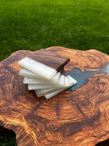 Sous-verres en bois et résine haut de gamme, sous-verres faits à la main polis avec fusion de tourbillons en résine de bois riche, sous-verres en pierre modernes - Product Image 3