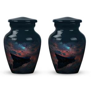 Urne de paysage marin stellaire marine cosmique avec urne de navire Twilight Horizon pour cendres cendres de bateau urnes funéraires modernes décoratives - Product Image 2