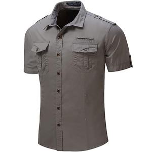 Chemise cargo décontractée pour homme à manches longues, grande taille, 100% coton, respirante, vêtements d'automne pour l'été - Product Image 1