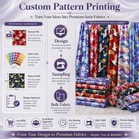 Tissu satiné imprimé à motifs personnalisés, très demandé, OEM ODM, pour robes, chemises, foulards et textiles de maison