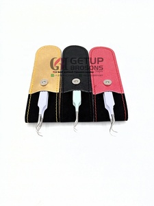 Pince à épiler d'extension de cils à pointe argentée de haute qualité en différentes couleurs Double poignée en diamant incurvée Instruments de beauté avec logo personnalisé - Product Image 3