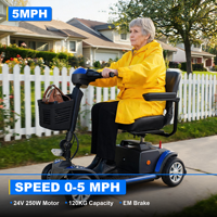 Scooter électrique pliable à quatre roues avec siège, lumières LED, moteur 250W, idéal pour les personnes âgées - Vente flash