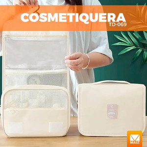 Borsa per Cosmetici e Articoli da Toeletta, Organizer da Viaggio Portatile, Forma Rettangolare, Design in Tessuto Liscio - Colori Assortiti 8-8.9 pollici - Product Image 2