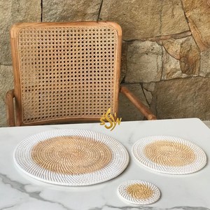 Cargador de ratán de estilo indio plateado Vendedor superior Placa de cargador de gran tamaño Placa de ratán de forma redonda Vajilla de restaurante Uso de boda - Product Image 1