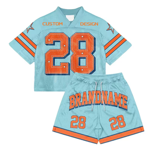 Shorts et maillots de football américain OEM de haute qualité, imprimés sur mesure, respirants en maille, grandes tailles, 100 % polyester, élégants - Product Image 1