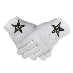 Gants en coton blanc 100% en gros avec broderie G en forme de compas carré, gants de qualité supérieure - Product Image 4