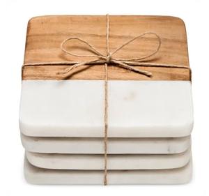 Ensemble exclusif de tampons de table et sous-verres réutilisables résistants à la chaleur Tapis décoratifs organiques pour la maison en marbre de pierre naturelle - Product Image 4