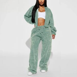 Ensemble survêtement et sweat à capuche pour femme, taille plus, deux pièces, décontracté, uni, écologique, séchage rapide, 100% coton - Product Image 4