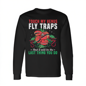 T-shirt promotionnel à manches longues avec motif de plante carnivore botanique colorée Venus Flytrap - Product Image 2