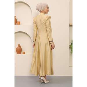 Vestido de Noche de Satén ElbiseStone Romántico, Corte A, Largo hasta el Suelo, Cuello Halter, Encaje Transpirable, Tejido Sencillo con Estampado Natural - Product Image 5