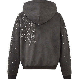 Custom Made Design High Quality Basics <b>Pullover</b> <b>Men</b> Rhinestone Hoodies Solid Color Plus Size <b>Men</b> Rhinestone Hoodies - Product Image 2