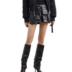 Jupe en similicuir taille haute pour femmes confortable extensible pour un tenue décontracté quotidien en cuir véritable mode quotidienne populaire - Product Image 2