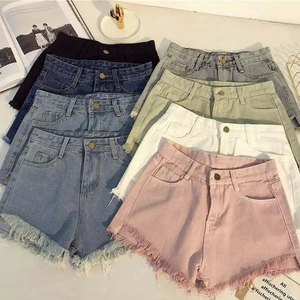 Pantalones cortos de verano para mujer, pantalones cortos de mezclilla de Color sólido de cintura alta para mujer, pantalones cortos de mezclilla informales personalizados para gimnasio, deporte, entrenamiento sin costuras - Product Image 2