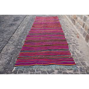 Tapis traditionnel rouge violet grande surface 4.9x13.7 pieds Vintage turc Patchwork Design laine PP 10mm Latex pour couloir chambre décor - Product Image 1