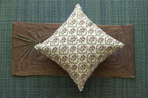 <b>Floral</b> Handblock Linen Pillow <b>Cover</b> | Neutral Soft Green Flax Designer Fabric Home | 18x18 | 20x20 | 22x22 - Product Image 3