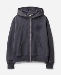 Sweatshirts à capuche pour hommes de luxe OEM Sweatshirts à capuche de haute qualité en coton épais avec fermeture éclair et lavage à l'acide Sweats à capuche personnalisés en pierre de Royle - Product Image 1