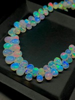 Collier de perles d'opale de feu éthiopienne AA, facettées, en forme de goutte, taille poire, 4x5mm, avec pierres en forme de goutte, évaluation tierce partie Mehrajudin Gems