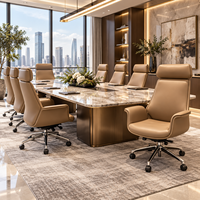 Chaise de conférence à dossier haut en cuir PU, chaise de bureau avec appui-tête et roulettes pour salle de réunion, bureau de direction